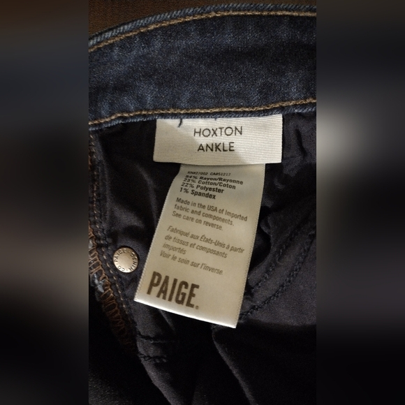 Paige Hoxton Ankle Dark Wash Denim Blue Jeans - Picture 10 of 10